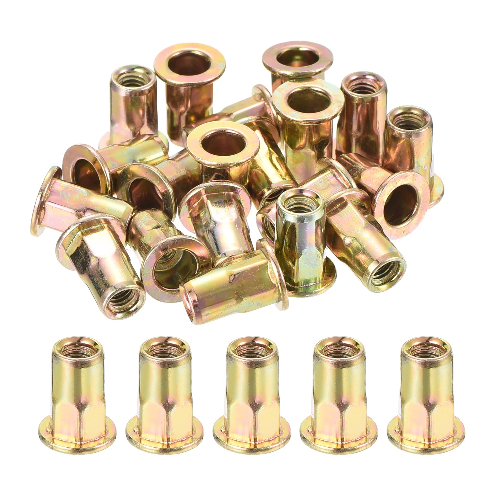 US Style, Half Hex Body Rivet Nut, Steel Zinc