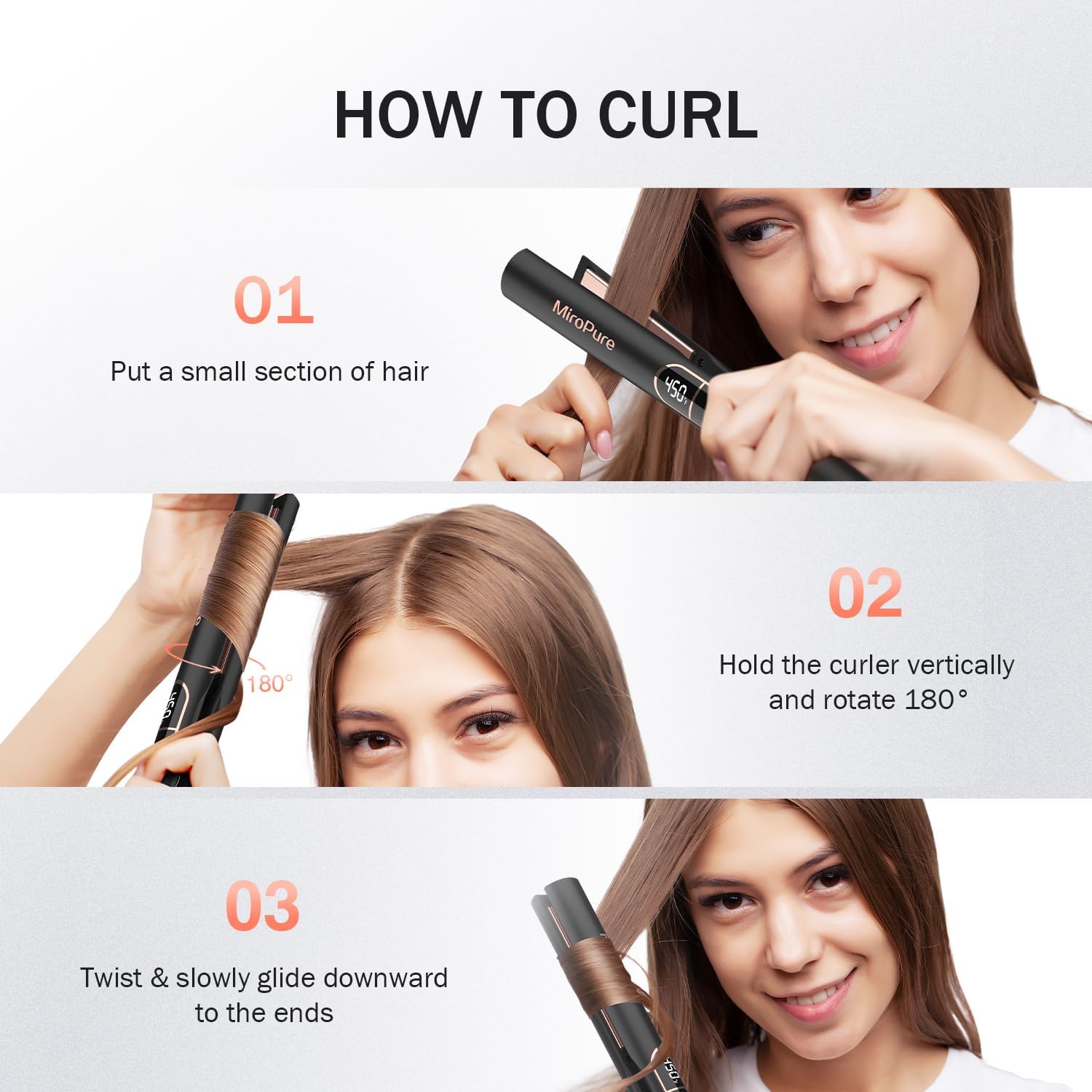 MiroPure Flat Iron Hair Straightener, 1 Inch Titanium Plates Hair Straightener with 15S Heat-up, Professional MCH Ceramic Negative Ion Hair Iron Dual Voltage for Women Hair with Auto Shut-Off - Image 7