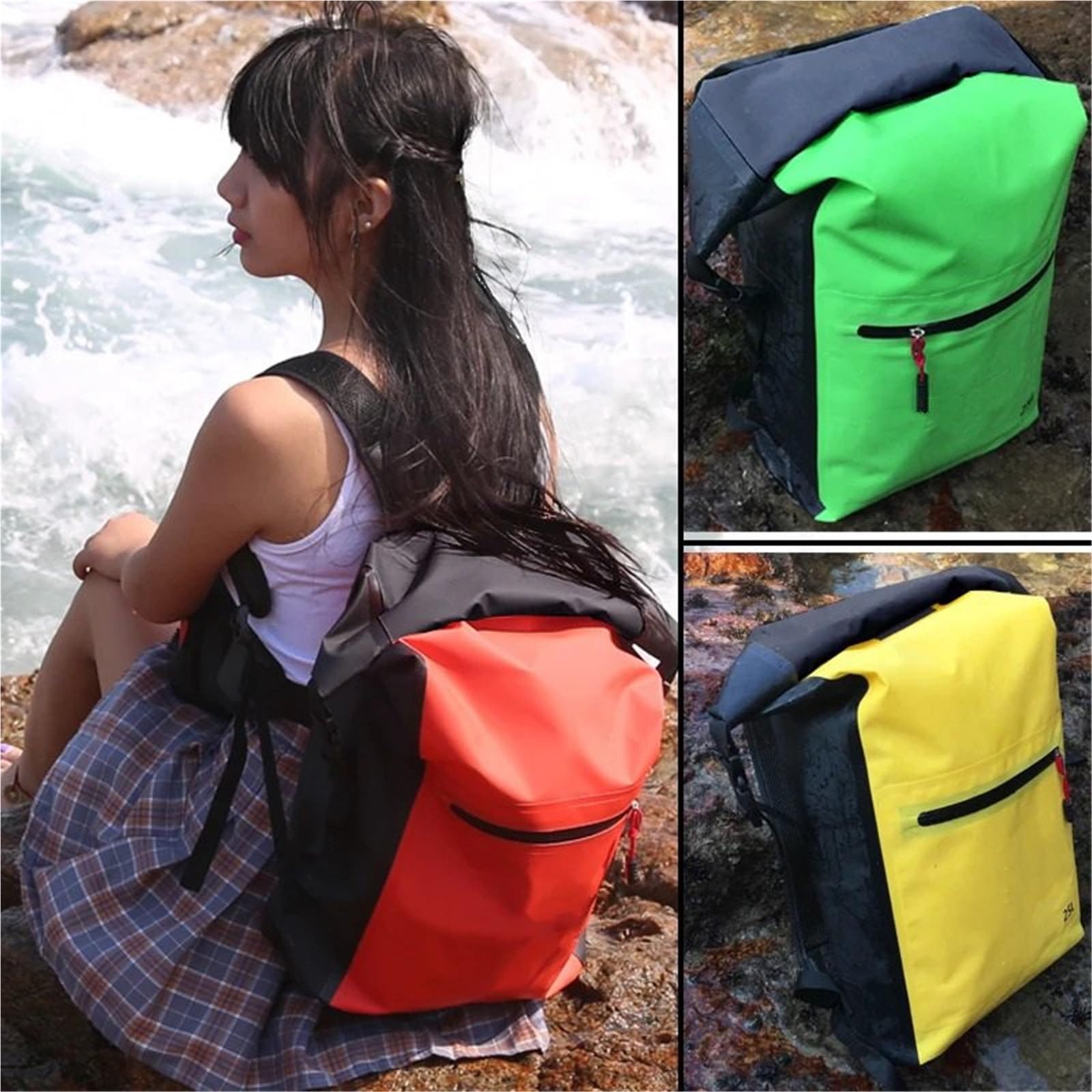 Dry Bag Borsa Impermeabile per Nuoto, Rafting, Sport, Kayak, Canoa, Nuoto, Kit da Viaggio, Zaino, Borsa portaoggetti Zaino Impermeabile(White)