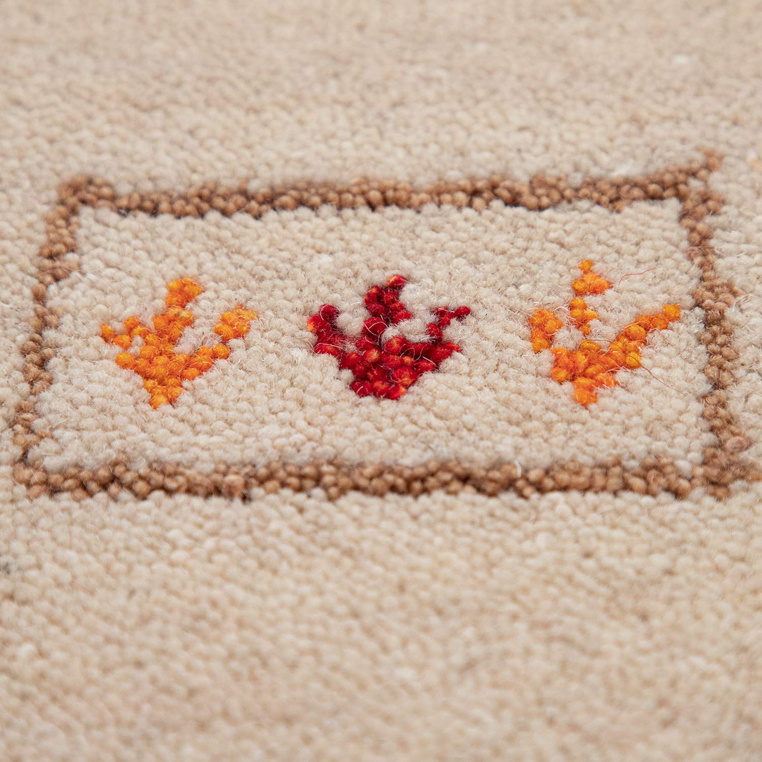 TT Home Tapis de Salon Beige Laine Beige Gabbeh Tissé à la Main Ethno Design Robuste Doux et Doux, Dimension:80x150 cm