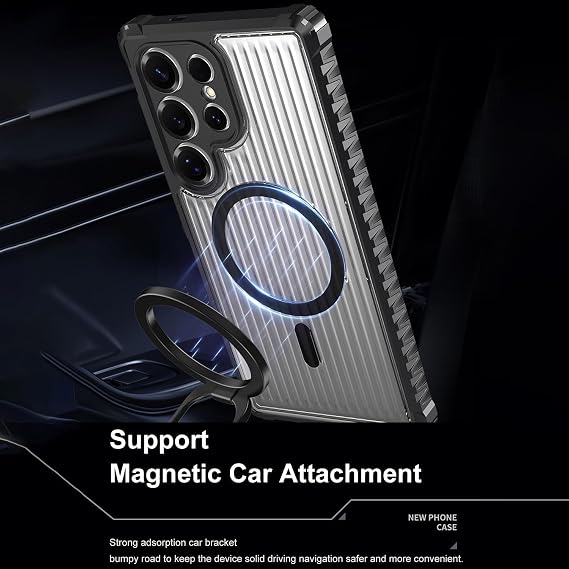 حافظة لهاتف Rongep Samsung Galaxy S25 Ultra Shadow-Field Magnetic [متوافقة مع MagSafe] حافظة S25 Ultra Protective Powerful Magnetic Camera Protected S25 Ultra بتصميم شفاف للكمبيوتر الشخصي/TPU على الظهر (أسود)