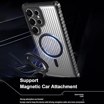 حافظة لهاتف Rongep Samsung Galaxy S25 Ultra Shadow-Field Magnetic [متوافقة مع MagSafe] حافظة S25 Ultra Protective Powerful Magnetic Camera Protected S25 Ultra بتصميم شفاف للكمبيوتر الشخصي/TPU على الظهر (أسود)