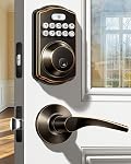 Veise Keyless Entry Door Lock with 2 Lever Handles - Electronic Keypad Deadbolt, Easy Installation Digital Smart Front Door Lock Set, Matte Black