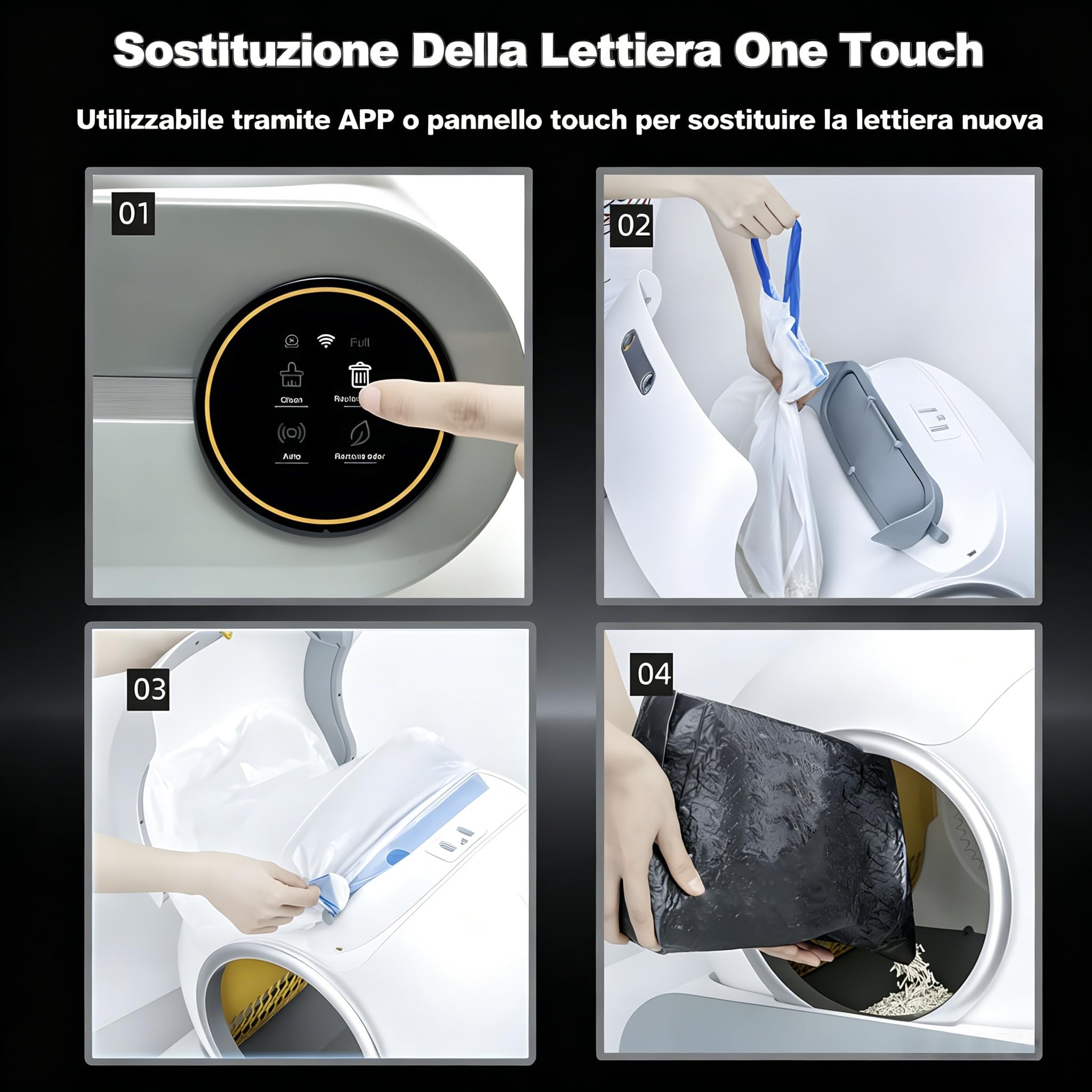 Lettiera Autopulente Per Gatti 65 + 9 Litri, Con Controllo Tramite App, Lettiera Gatto Autopulente Ideale Per Famiglie Con Più Gatti