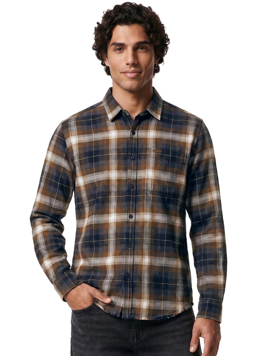 Men's Checked Regular Fit Full Sleeve Spread Collar Polycotton Shirt-image-11