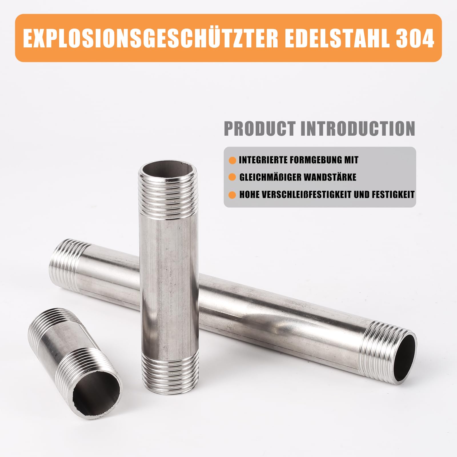 2 szt. rura przyłączeniowa ze stali nierdzewnej 1/2" z gwintem zewnętrznym 5~30 cm długości, opcjonalny przedłużacz drążka prysznicowego, adapter rury wodnej (30 cm x 1/2 cala)