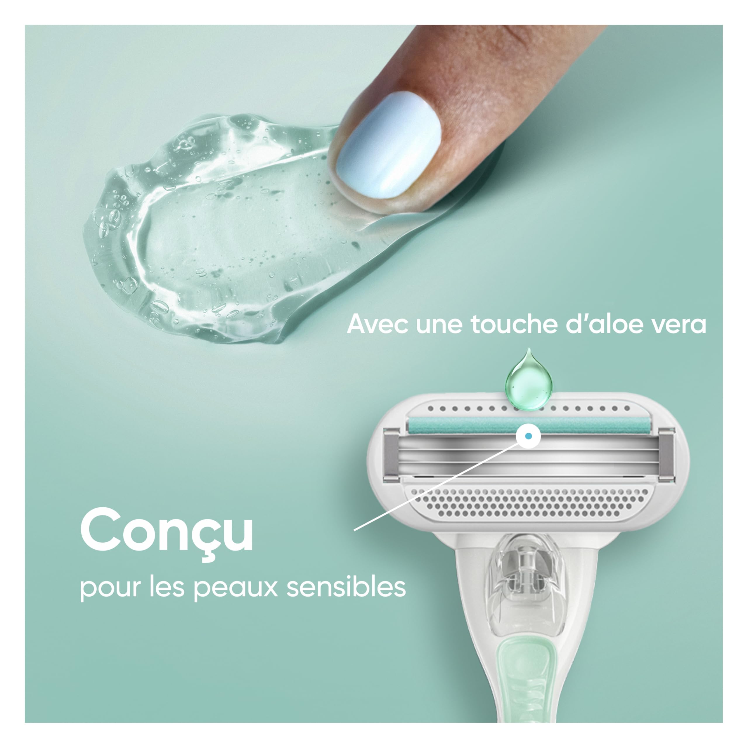 Gillette Venus Pack Rasoir Pour Femmes Pro Smooth Sensitive Pour Peaux Sensibles, Manche Réutilisable et Double Lot De 4 Recharges, Lames De Rasoir Femme