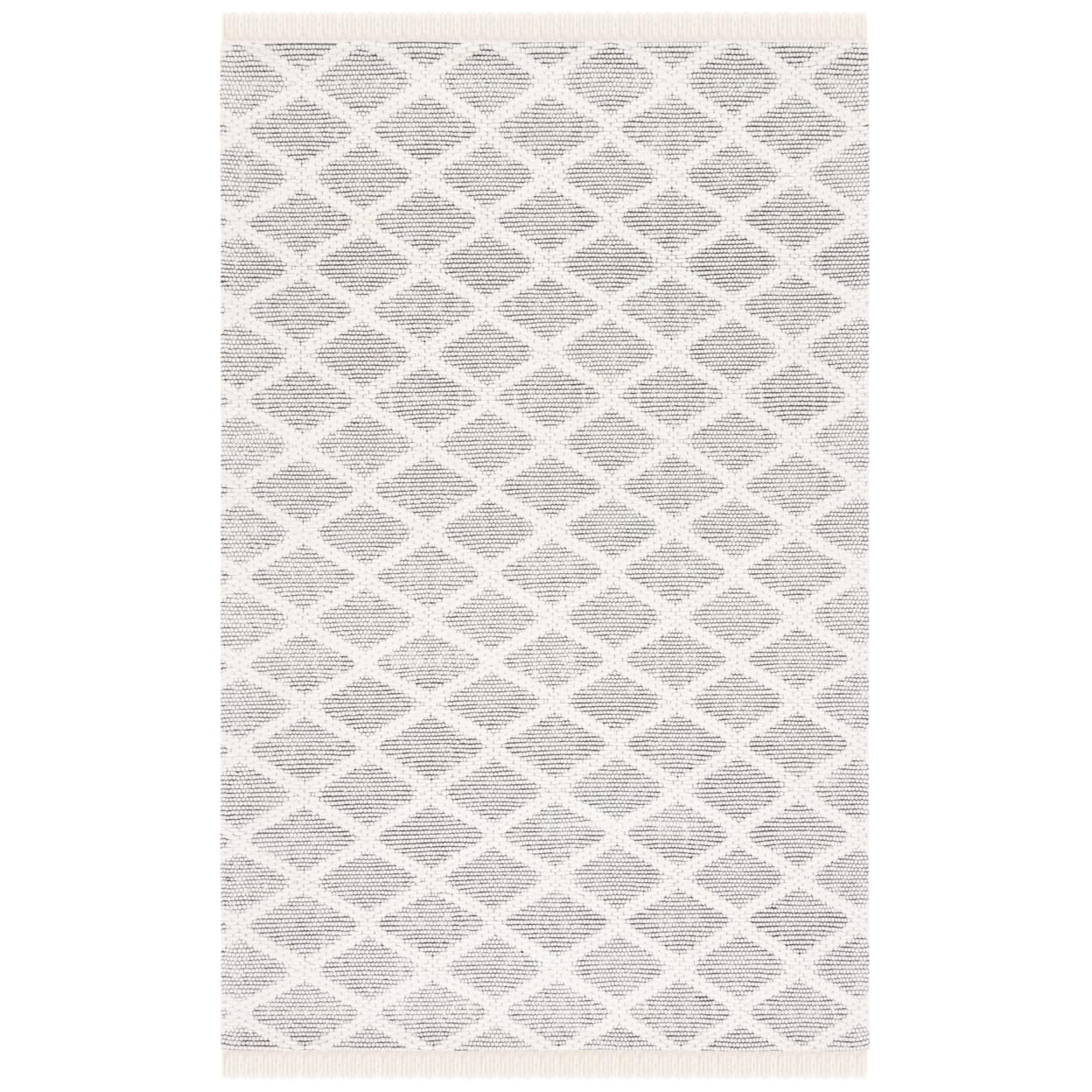 SAFAVIEH Marbella Collection Accent Rug - 7ft5in 2ft3in , Ivory & Black, Handmade Wool, Ideal for High Traffic Areas in Entryway, Living Room, Bedroom (MRB204A)