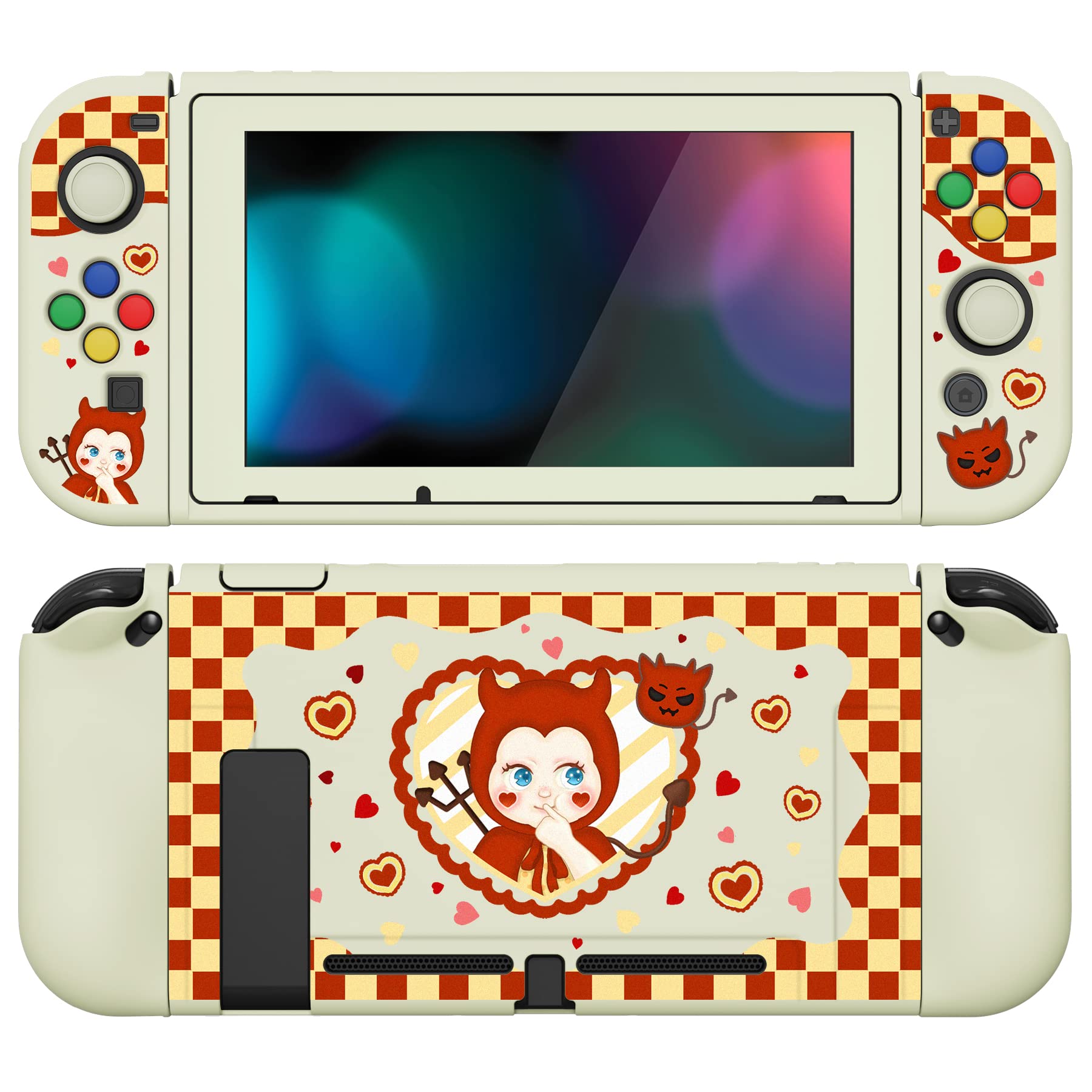 PlayVital ZealProtect Funda Protectora Suave para Nintendo Switch Accesorios Carcasa con Protector de Pantalla & Tapas de Agarre para el Pulgar & Pegatinas de ABXY Dirección Botón(Gatos en Piscina) — view 9