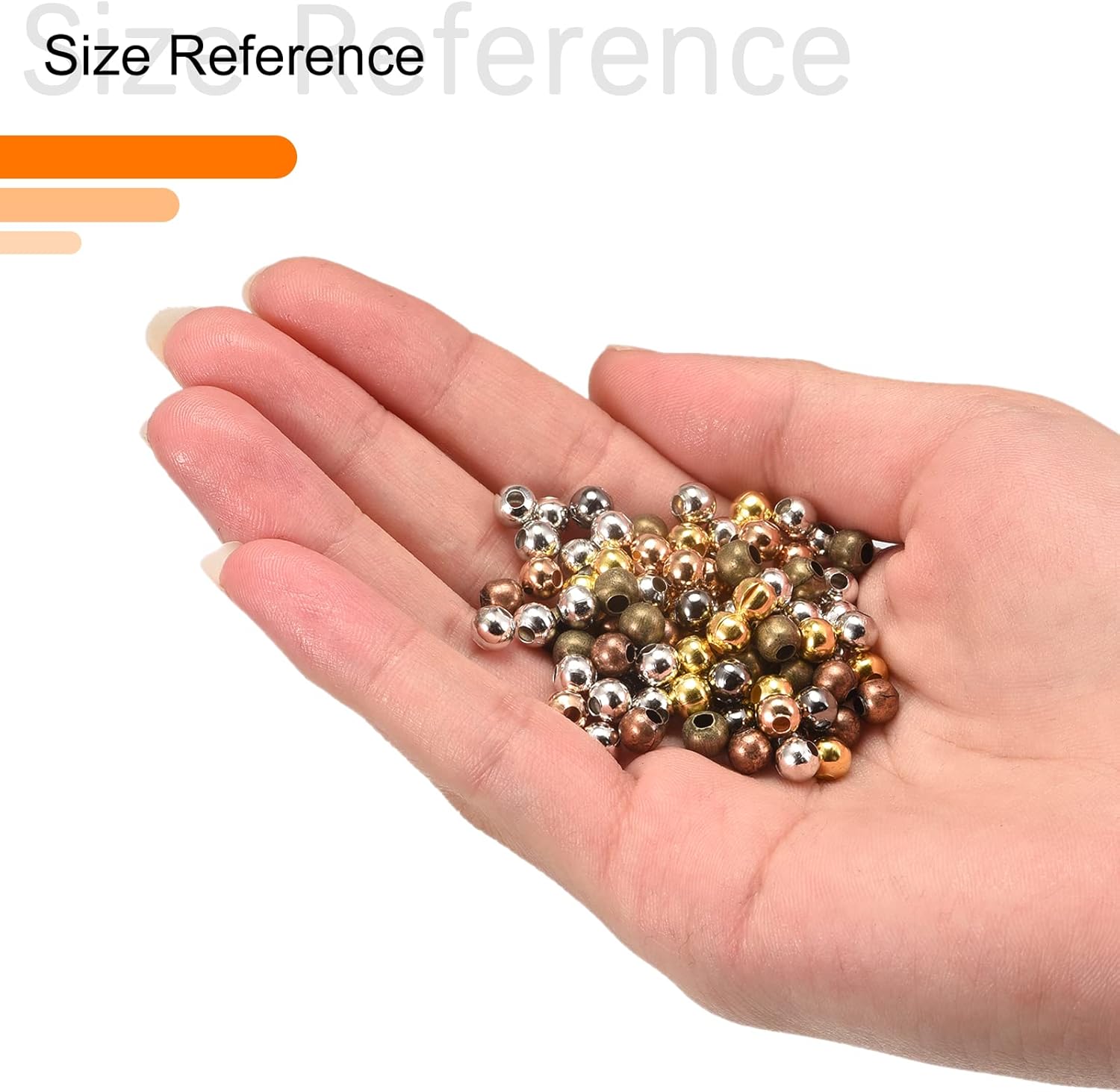 uxcell 200Pcs Smooth Round Spacer Beads, 6mm Spacer Loose Ball Beads for Jewelry Making Bracelet Necklace DIY, Copper - Image 3
