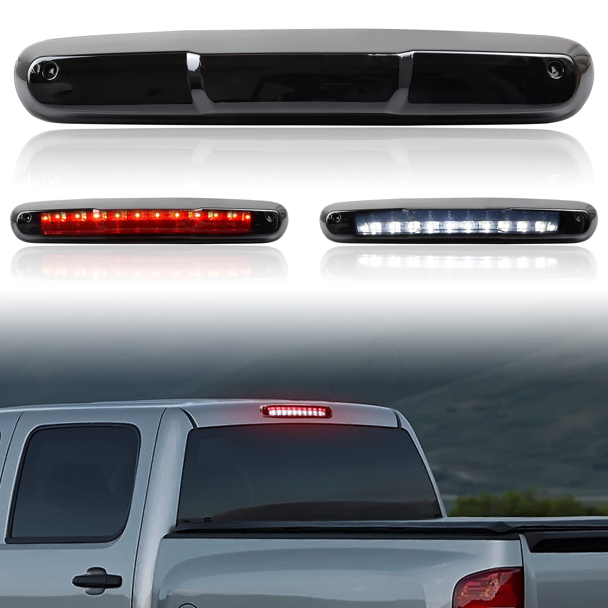 KEWISAUTO LED Third 3rd Brake Light for Silverado Sierra 07-14, LED Rear Center High Mount Stop Tail Lights Cab Roof Lamp for Chevy Silverado GMC Sierra 1500 2500HD 3500HD 2007-2014 Truck Accessories