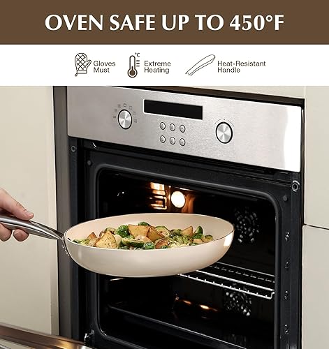 Miniatura 4 de KOCH SYSTEME CS Sartén antiadherente con tapa, sartén antiadherente de 8 pulgadas con mango de acero inoxidable que se mantiene fresco, sartén para