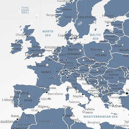 Vista 11 de Canvas - Personalized Blue Ice World Push Pin Travel Map with Black Frame 1. Cartel de lona enrollada