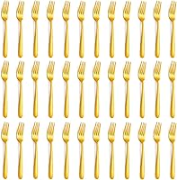 Vista 11 de Juego de 24 tenedores de cena, Funnydin tenedores de acero inoxidable de 7.1 pulgadas, cubiertos, juego de tenedores de mesa duraderos, uso