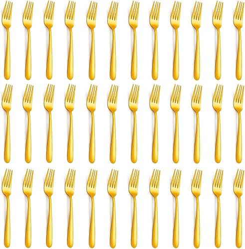 Miniatura 11 de Juego de 24 tenedores de cena, Funnydin tenedores de acero inoxidable de 7.1 pulgadas, cubiertos, juego de tenedores de mesa duraderos, uso