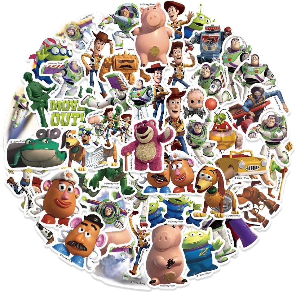 50pcs Toy Cartoon Story Stickers,Vinyl Waterproof Decal for Water Bottle Laptop Sticker for DIY Decorate Bumper Phone Hard Hat Teens Gifts - Image 2