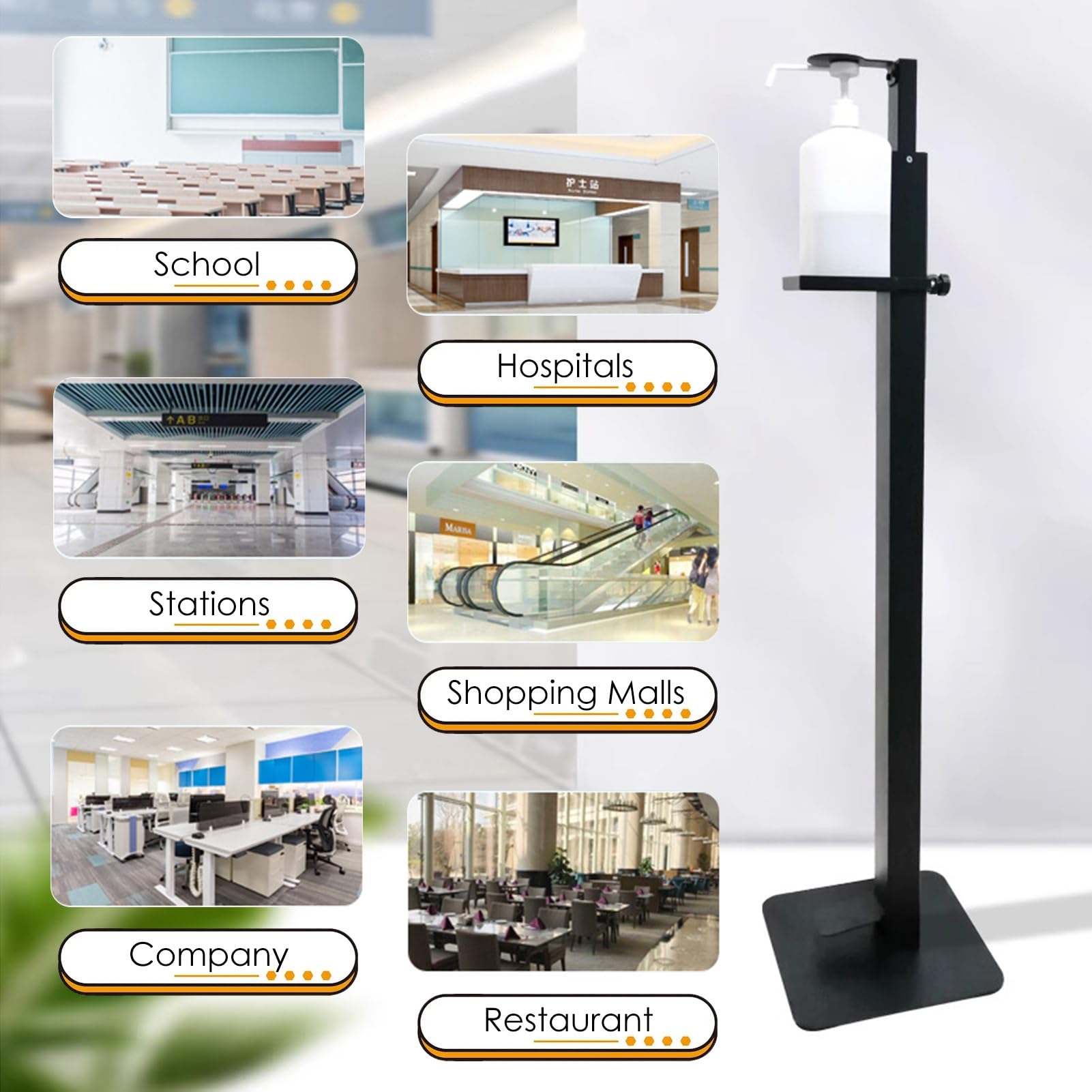 Supporto per Disinfettante Supporto Disinfettante Liquido Per Disinfettare Le Mani A Pedale, Dispenser Liquido Per Scuole Alberghiere E Ospedali, Supporto Per Pavimento Igienizzante Senza Contatto