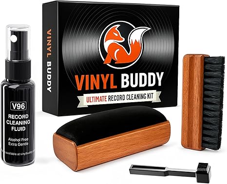 Ultimate 5-Piece Vinyl Record Cleaning Kit | with Real Hardwood Brushes – Includes: Record Cleaner, Pro Velvet Brush, Microfiber Brush & Stylus Cleaner – Clean, Protect & Restore Your LPs