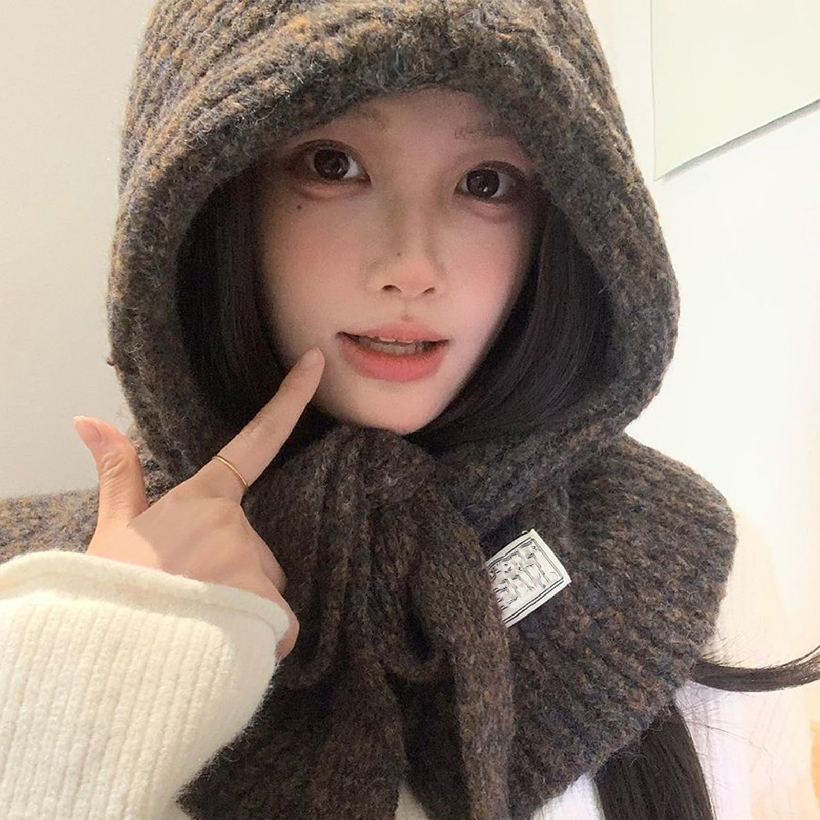 Popolare Stili Coreani Copricapo Cappuccio Cappello Con Protezioni Collo Morbida Lana Miscela Sciarpa Per Il Freddo Essenziale Freddo Scaldacollo