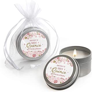 Personalized Mis Quince Anos - Custom Candle Tin Quinceanera Sweet 15 Birthday Party Favors - Custom Text - Set of 12 - coolthings.us