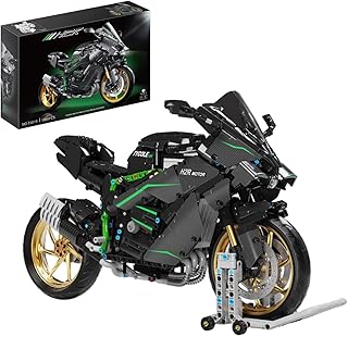 Lukie Technik Motorrad Bausatz, 1:5 Klemmbausteine Motorrad Modellbausatz, 1858 Teile, Kompatibel mit Lego Technic Kawasak...