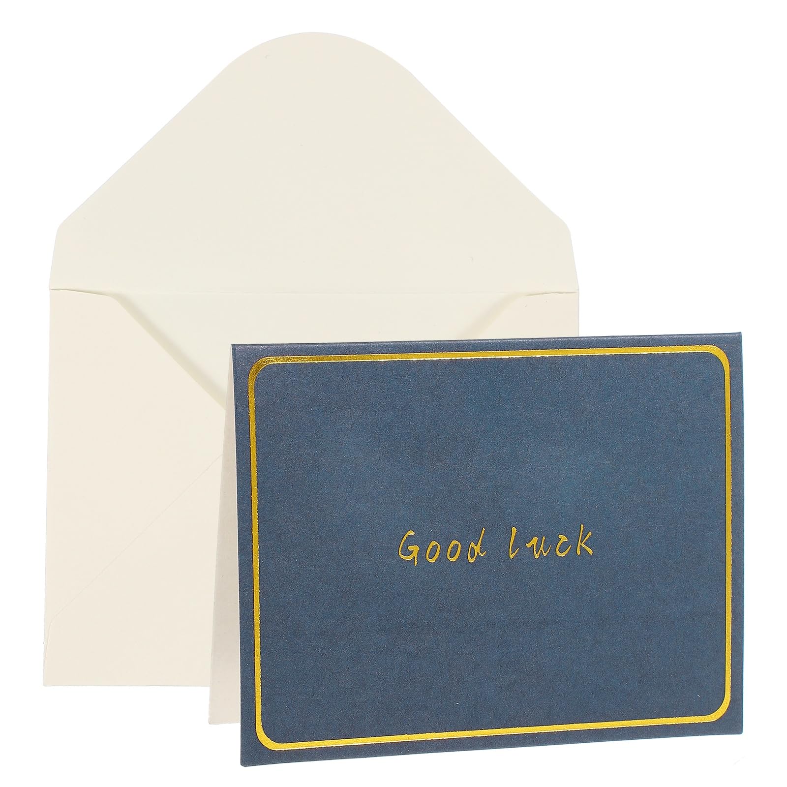YOKIVE 3x4 Good luck Cards, 20 Pcs, Navy Blue, Small Greeting Card Blank Cards and Envelopes Minimalist Gold Border for Friends Business Adult Men Woman Gift Party Wedding