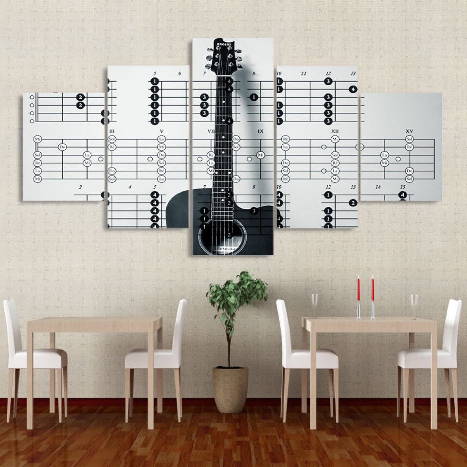 5 pezzi su tela da parete per soggiorno chitarra classica amanti della musica poster pittura HD per arredamento moderno la stanza allungata e incorniciata pronta da appendere opere d'arte