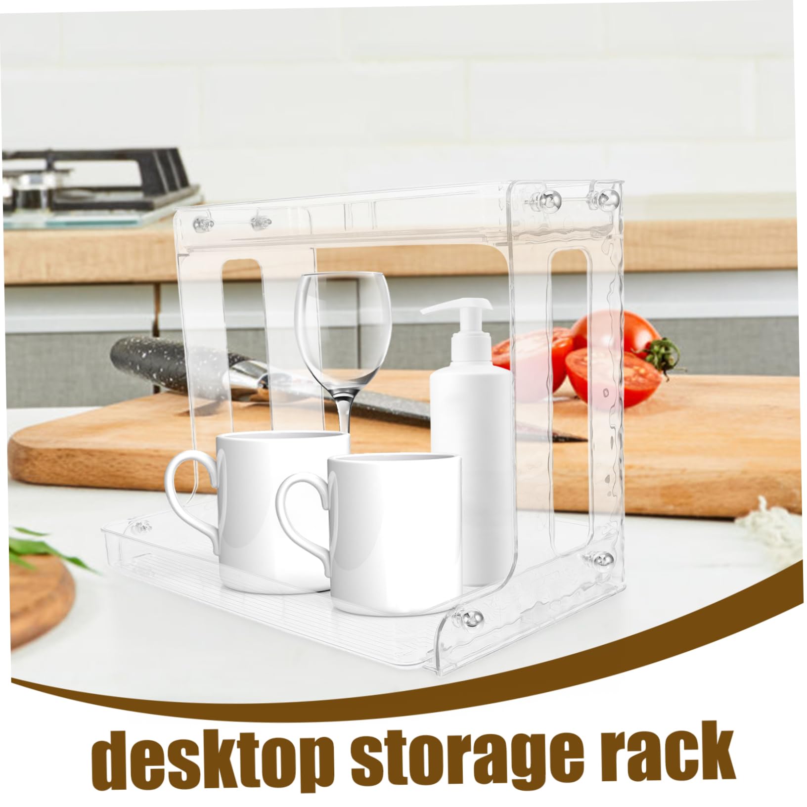 Portaoggetti per Tazze da Cucina Scaffale Angolare A Doppio Scaffale da Scrivania E Organizer per Trucchi Salvaspazio Pratico per Articoli da Toeletta