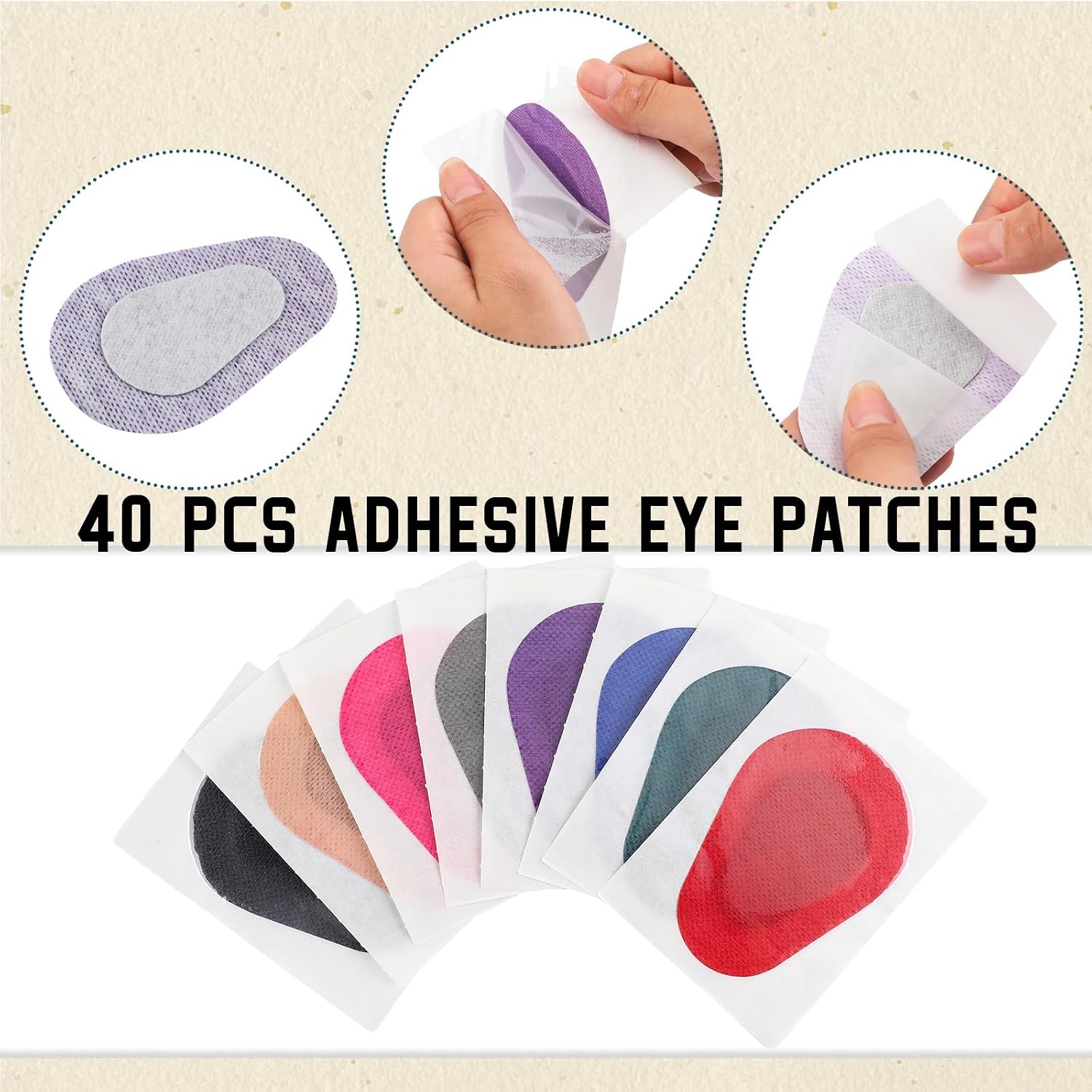 Panitay 40 Pcs Adhesive Eye Patches for Adults Eye Patch for Disposable Breathable Amblyopia Lazy Adhesive Bandages for Men(3.3 x 2.3 Inch,Multicolor)