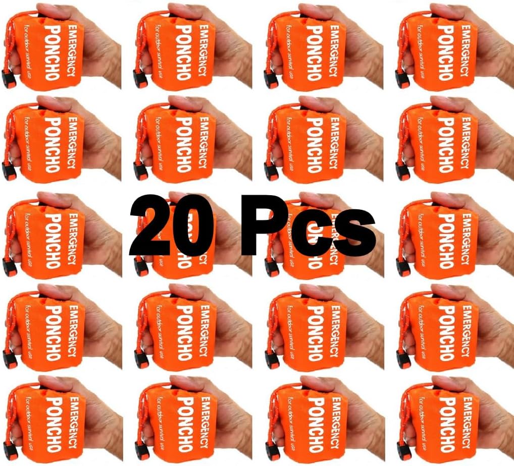 GALAXYLENSE Galaxy Thermal Mylar Emergency Ponchos Raincoat Blanket Reversible Survival Gear for Sport Outdoor Camping Hiking Traveling with Whistle 20 Packs