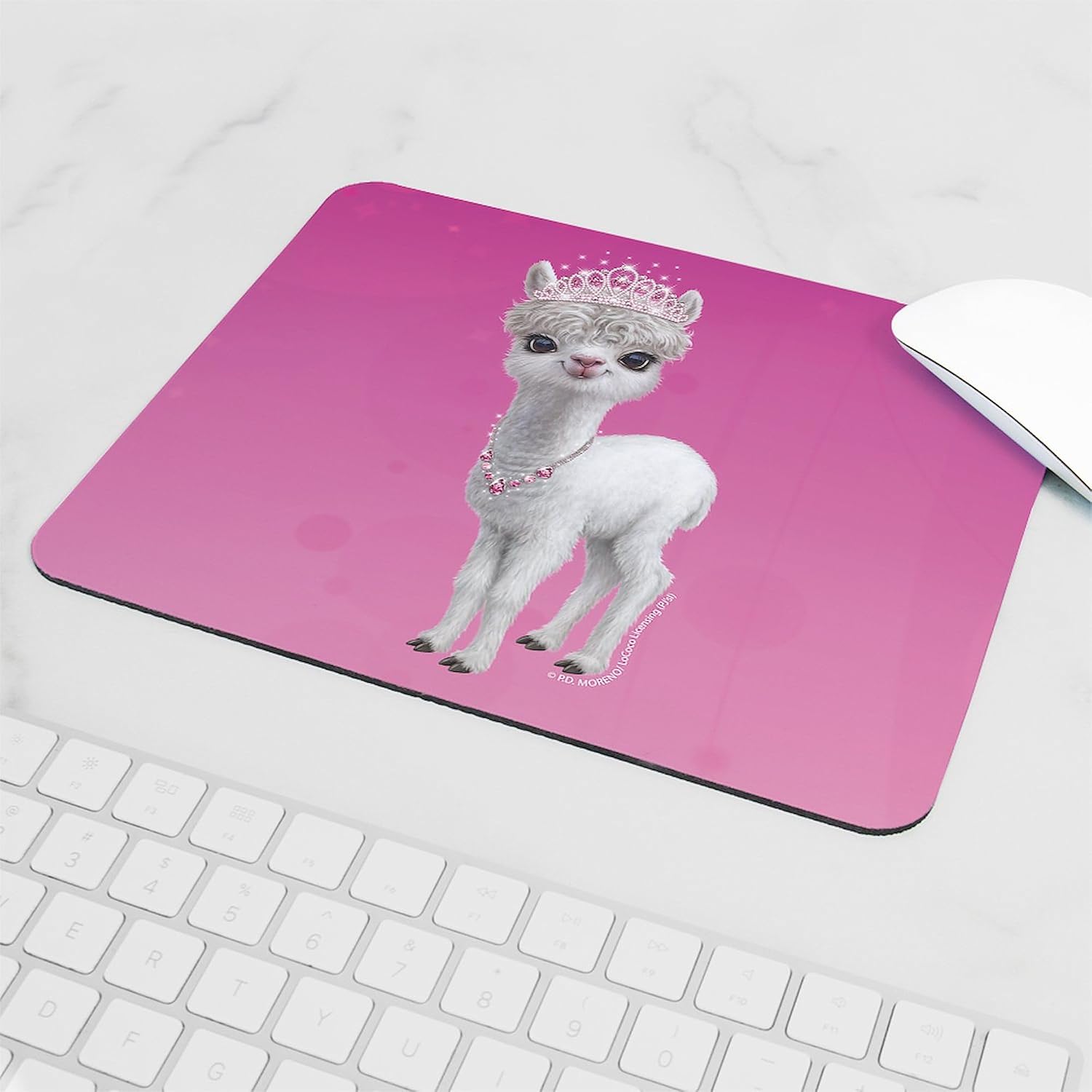 CafePress PD Moreno's Llama Wearing A Tiara Non-Slip Rubber Gaming Mousepad