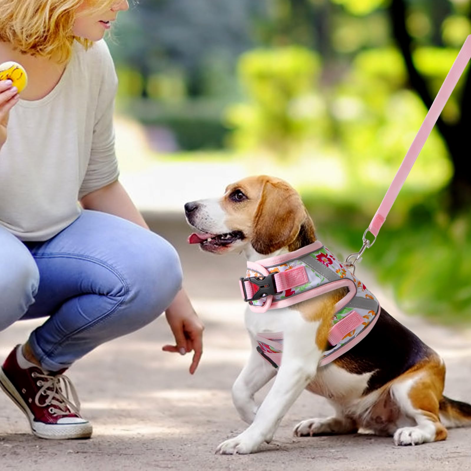 Juego de correa y arnés para gatos florales. La función de arnés para gatos a prueba de escape te permite pasear a tu gato, perro pequeño o conejo sin preocupaciones. Este arnés y correa para