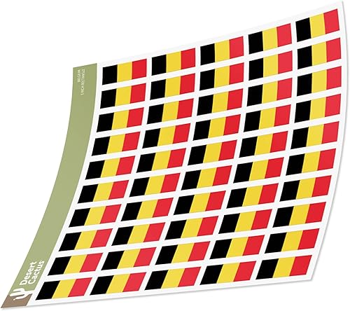 Desert Cactus Pegatinas de bandera de Bélgica, calcomanías rectangulares de 1 pulgada, hojas rectangulares de 50 piezas en total con logotipo para