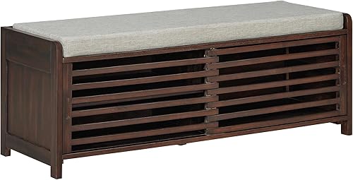 Miniatura 10 de Knocbel Banco de almacenamiento de entrada para zapatos con asiento acolchado, 2 cajones y estante de rejillas, sala de estar, entrada, pasillo,