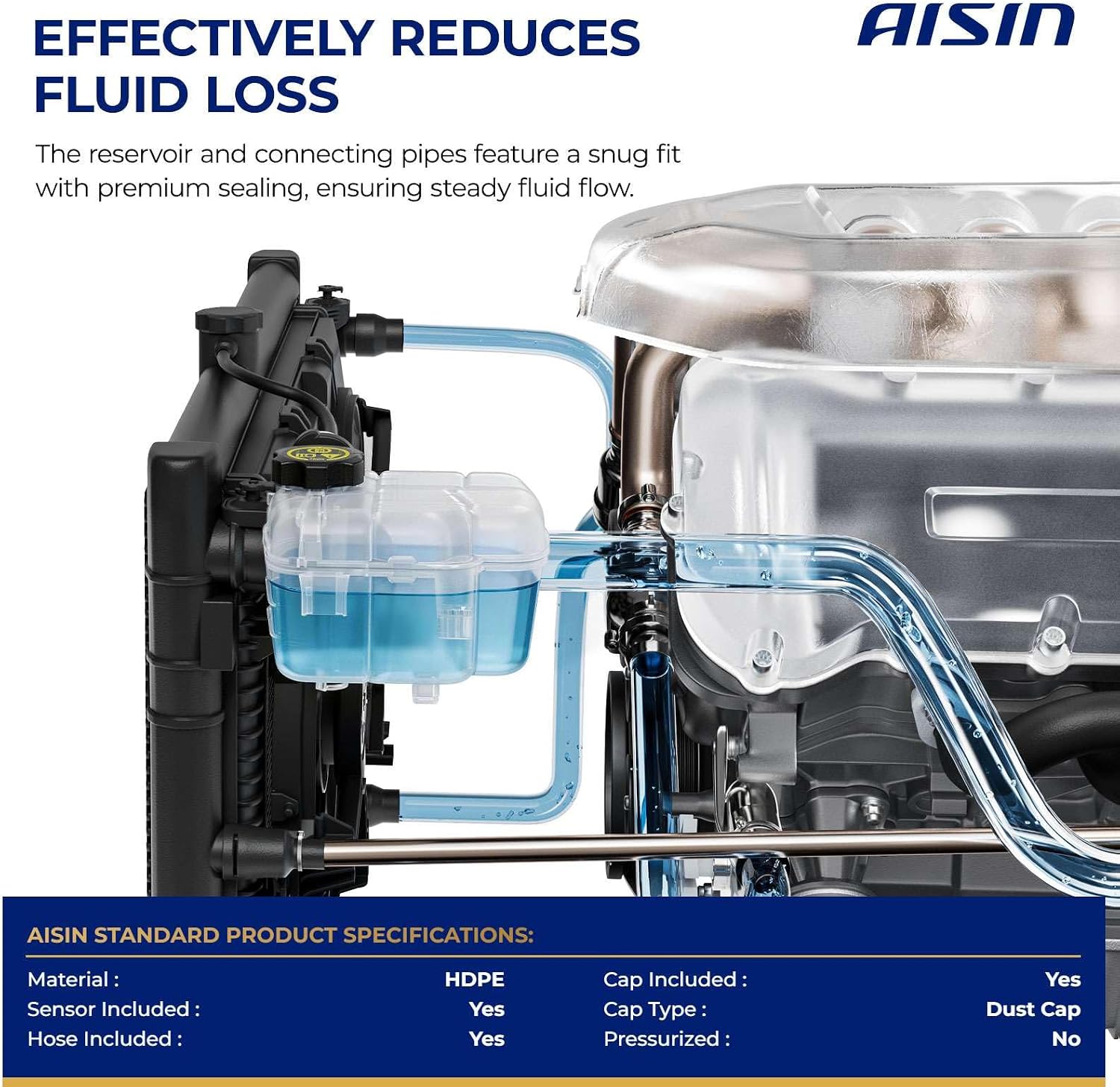 AISIN AFTERMARKET EXTAZ-00121 Coolant Reservoir Expansion Tank with Sensor