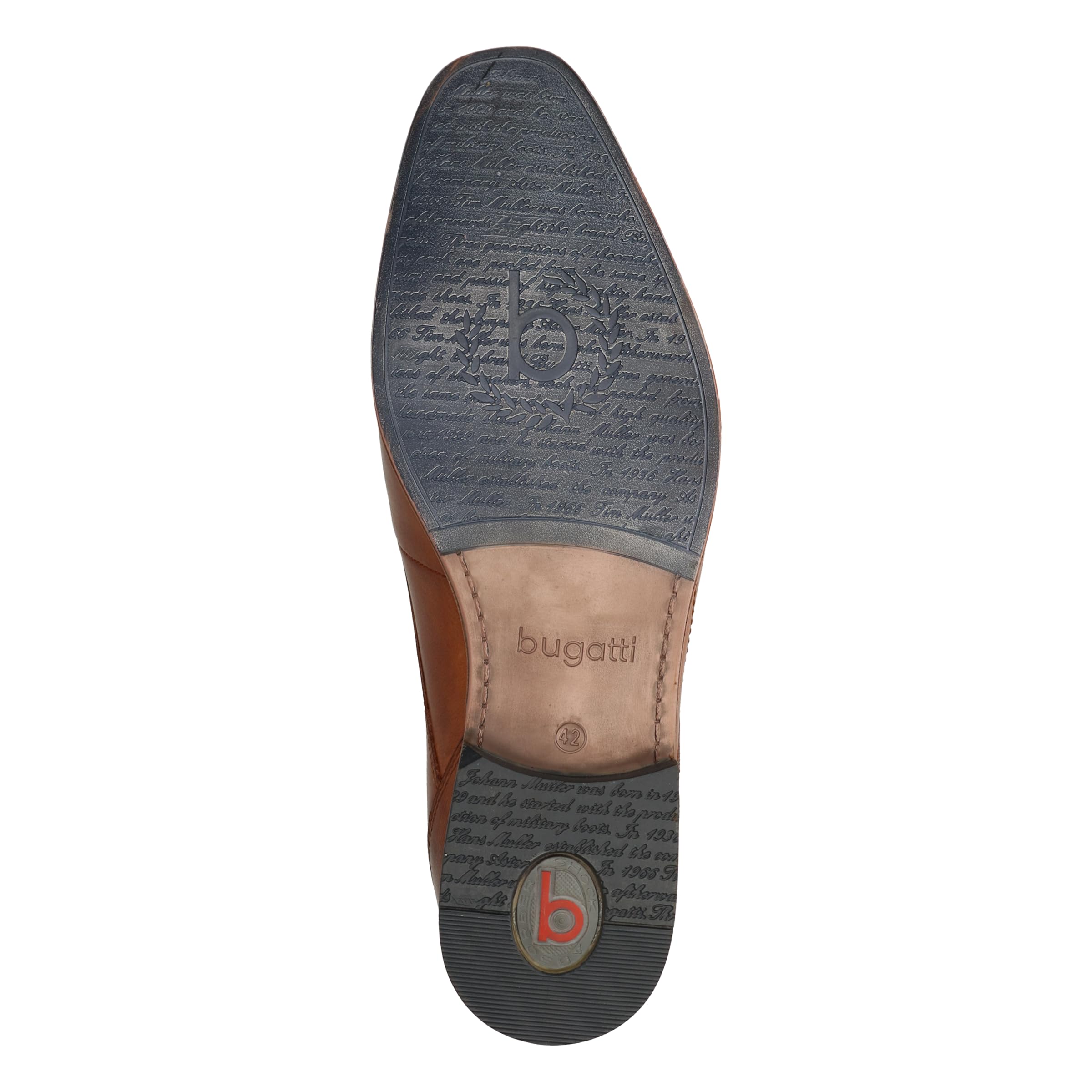 bugatti Scarpa Bassa Business In Pelle, Derby Con Punta Incrociata E Linee Eleganti, Scarpe Stringate Derby Uomo, Cognac, 44 EU