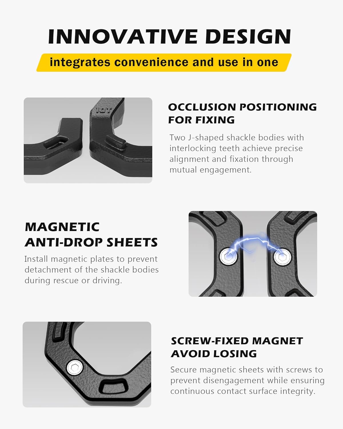 D-Ring Separate Shackles, 2Pack, 3/4" D-Ring Shackles 7/8" Pin, 57320lbs Breaking Strength, Heavy Duty Forged Steel, D-Ring Towing Winch Shackle for Recovery, Off-Road, BlackBlack - Image 4
