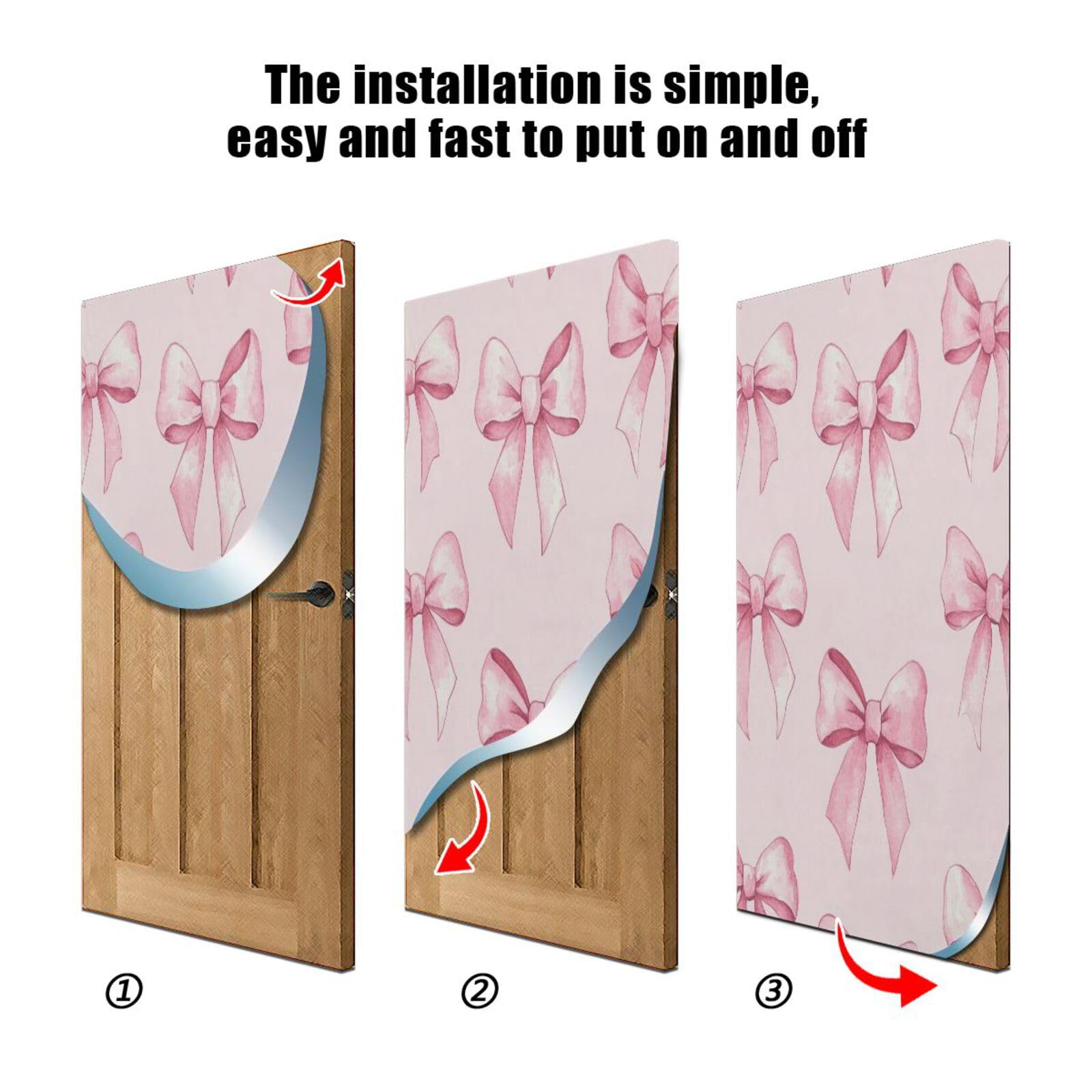 FLildon Pink Bows Door Cover Decoration, Party Accessory Porch Decor for Festive Ornament Room Door Covers 32 x 79 Inch