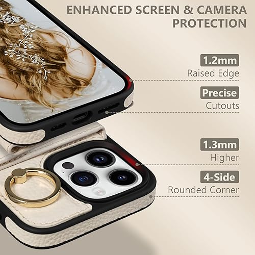 Miniatura 3 de Keallce Funda para iPhone 12 Pro Max de 6.7 pulgadas 2020, funda tipo cartera con ranuras para tarjetas, soporte de anillo con soporte, funda