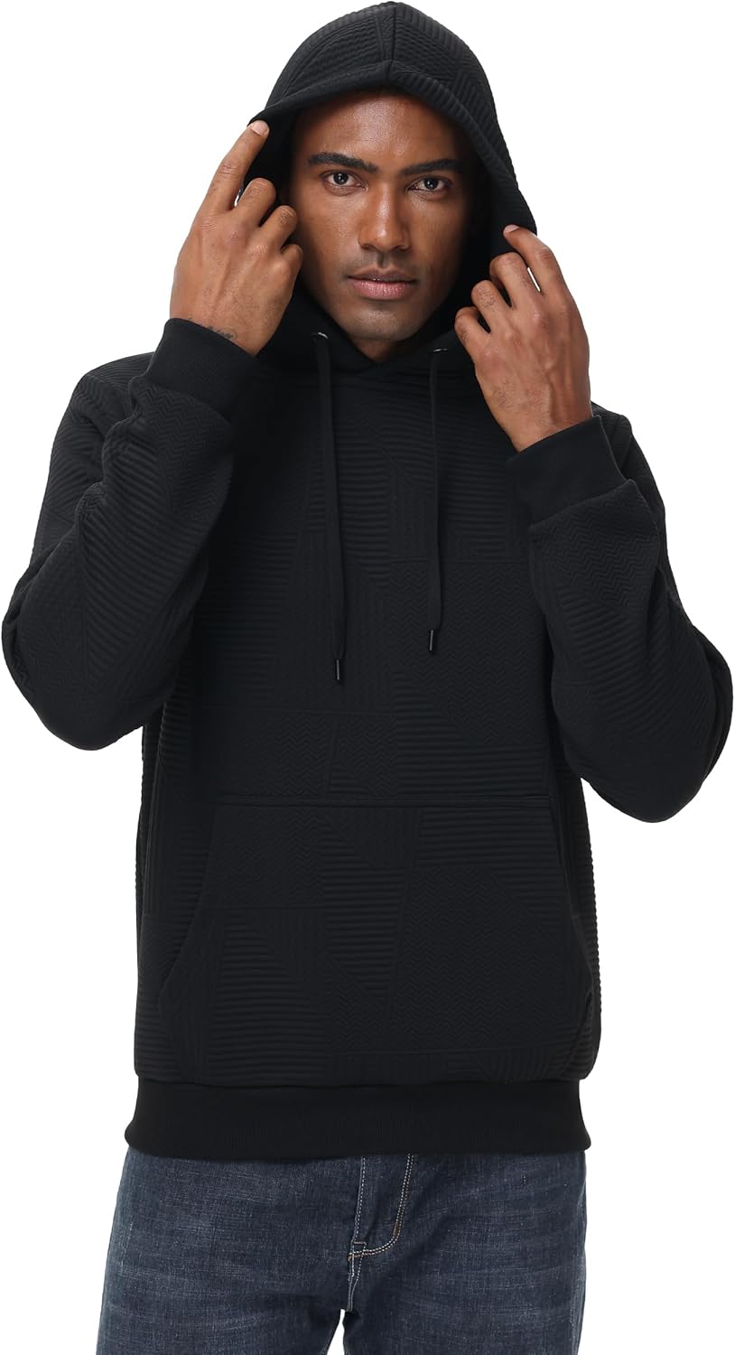 Satankud Men's Fashion Hoodies & Sweatshirts Geometric Texture Long Sleeve Casual Pullover Hoodie with Pocket - Image 4