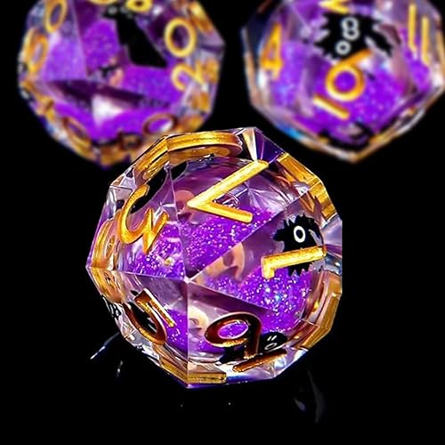 Miniatura 10 de HAOMEJA D&D - Juego de dados de resina para juegos de rol de borde afilado, 7 piezas con bolsa de dados de ojo de dragón, dados poliédricos de