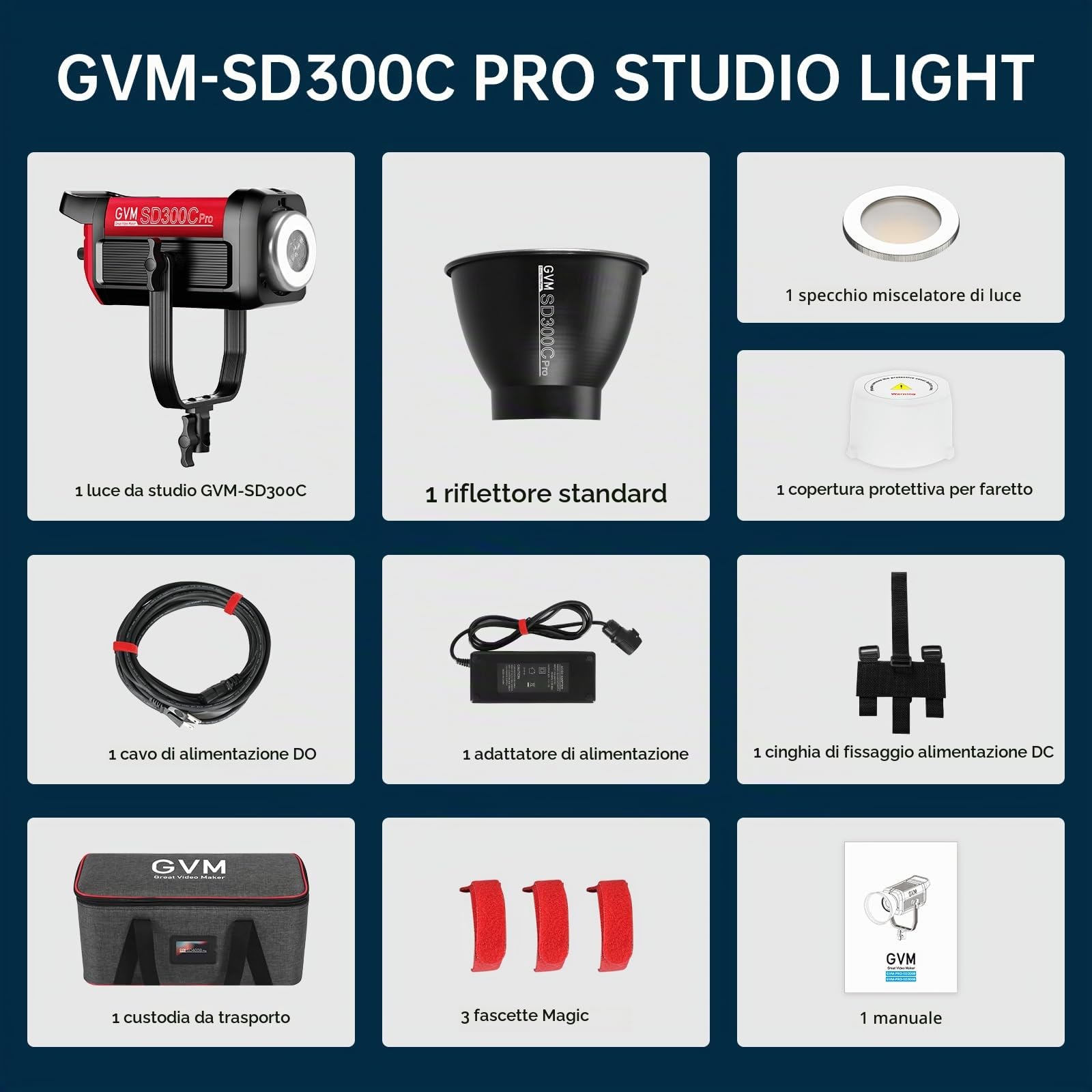 GVM Lampe Video RGB 300C, Luce Studio 300W per Registrazione Film, 16 Effetti, Illuminazione Fotografia 2000K-10000K con Attacco Bowens e Controllo DMX