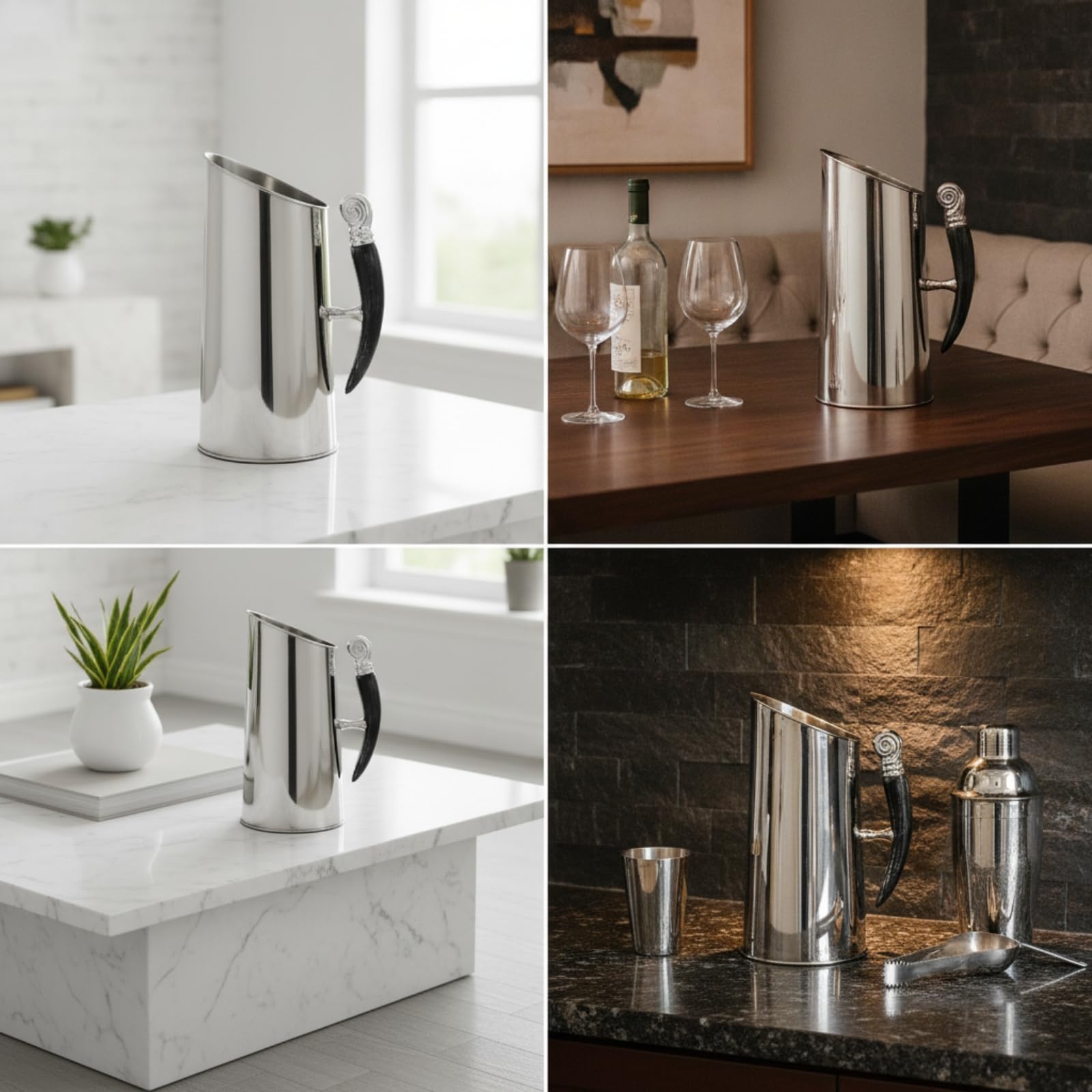 Seau à Glace INOX Seau à Glaçons Décoratif Bac à Glace avec Poignée pour Bar