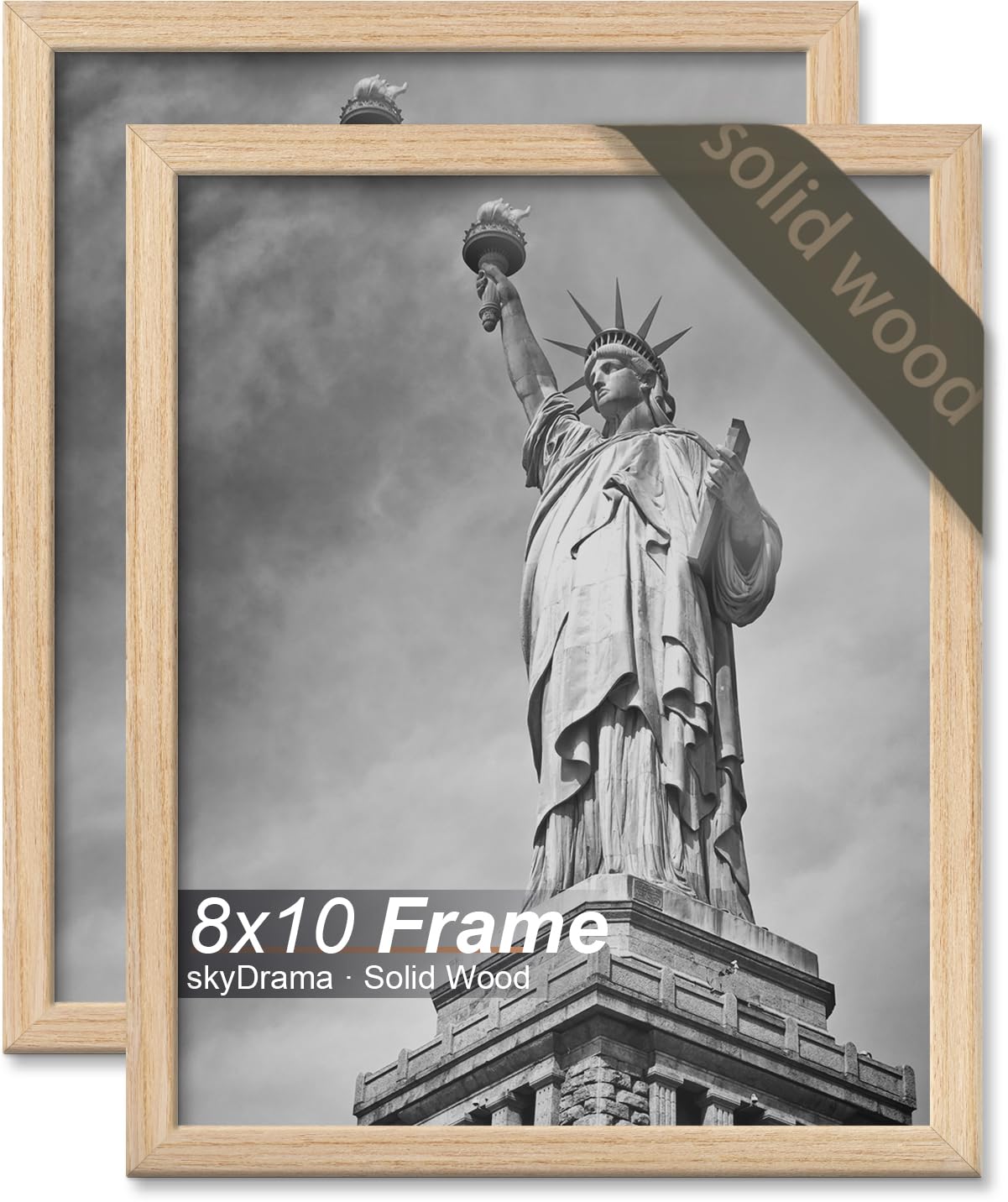 Photo 1 of ***only 1 frame*** skyDrama Natural Solid Wood 8x10 Picture Frame, Display 8 x 10 Inch Picture Poster Photo, Vertical & Horizontal Wall Hanging - 2 Pack/Natural/8"x10"