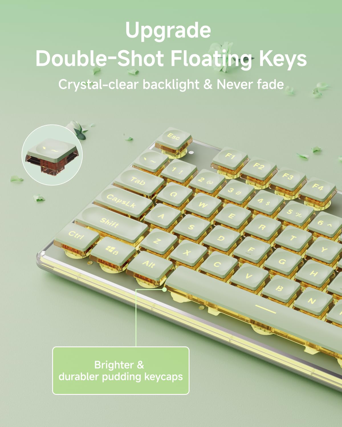 Close-up of water drop pudding keycaps