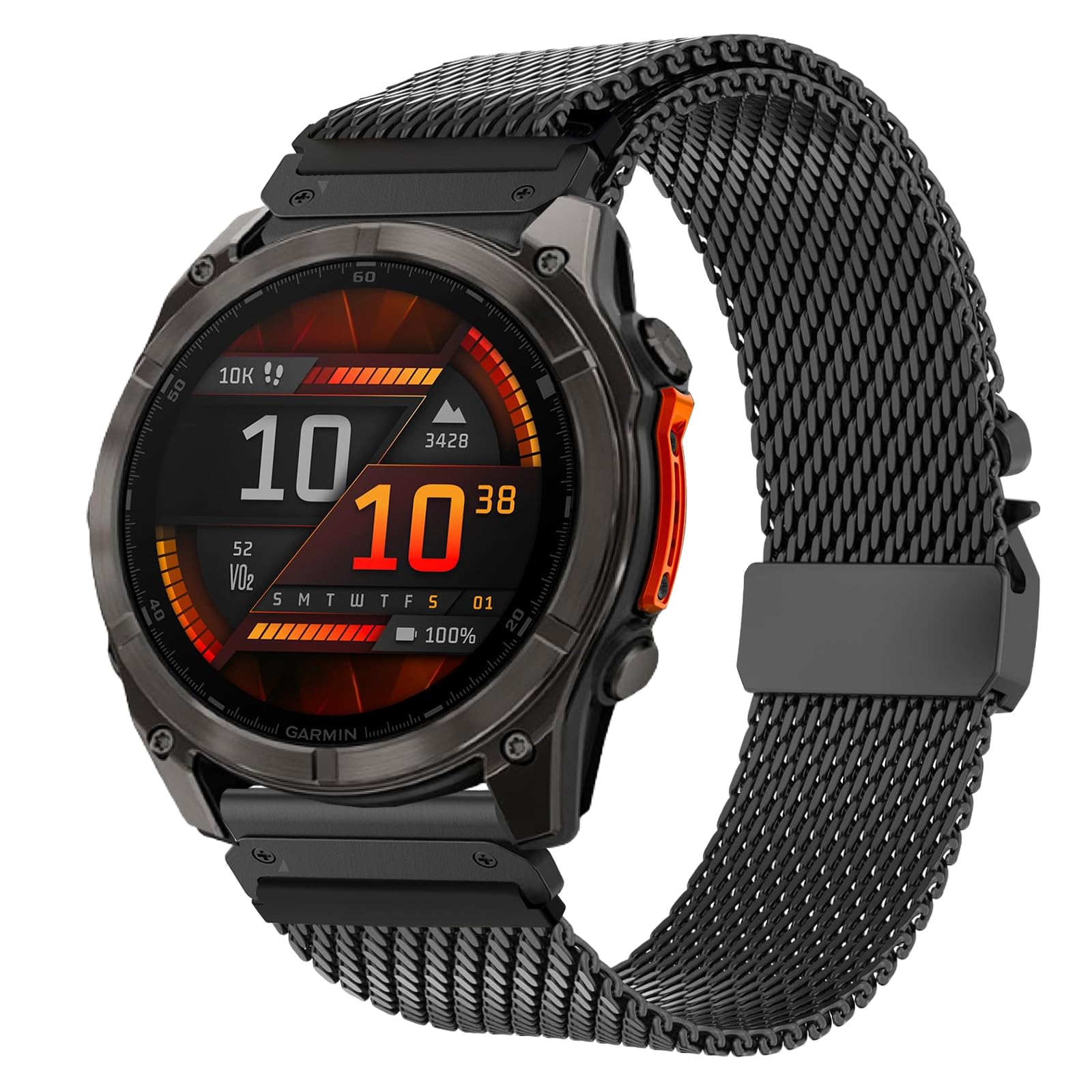 Titan Armband für Garmin Fenix 8 51mm, Neues Design-Verschluss 26mm Quick Fit Milanaise Armand für Garmin Fenix 7x/7x Pro/6x/6x Pro/5x/5x Plus/3/3 HR, Enduro 2, Instinct 2X, Epix Pro 51mm, Descent MK1