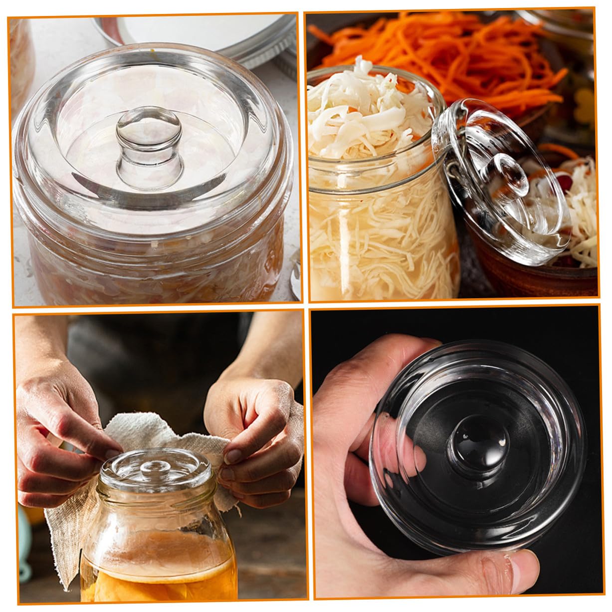 2 Stück Fermentationsgewichte aus Glas mit Praktischem Griff für Gläser Luftdichtes Beschwerungsset zur Kimchi gärung Langlebig und Kompakt für Sauerkraut und Einmachgläser
