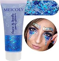 Vista 24 de MEICOLY Chameleón brillo blanco iridescente para el cuerpo, pintura de brillo para la cara de Halloween con temática de hielo para actuación aérea