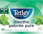 Tetley Pure Peppermint Herbal Tea - 40 Tea Bags, 64 grams, Naturally Caffeine Free Tea, Decaf Tea