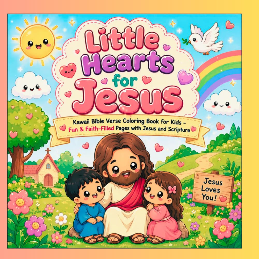 Little Hearts for Jesus: Kawaii Bible Verse Coloring Book for Kids – Fun & Faith-Filled Pages with Jesus and Scripture